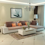 双虎家私现代简约布艺沙发组合小户型客厅整装三人皮布沙发033(绿野仙踪右妃)