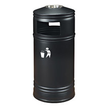南方港式垃圾桶商场果皮箱落地垃圾筒带烟灰缸铁烤漆(黑色)