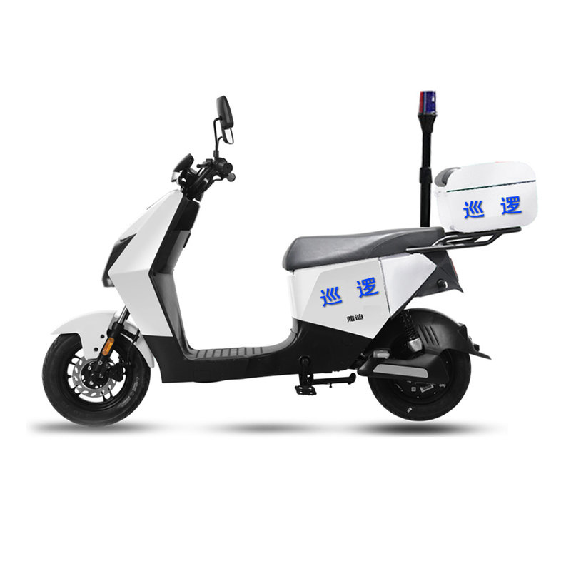 雅迪新国标电动车60v20ah-星空白新款电动巡逻车治安车辆带尾箱款(可