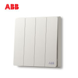 ABB开关插座轩致白纯平大板四开单控开关86型家用墙壁面板AF124L