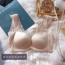 新品黛安芬文胸出口日本轻木棉背心前扣美背性感无钢圈聚拢内衣女(6319肤色蕾丝版 85A)