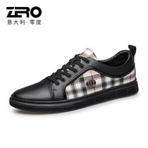 Zero零度板鞋男 2021新款真皮男士休闲时尚小白鞋潮流韩版鞋子(黑色 40)