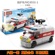 兼容乐高工程拼装男孩玩具变形合体机器人汽车积木消防警察(救护车（81颗粒）)