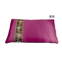 缘诺亿 艾草真丝中式贴布绣枕头颈椎艾草枕头艾绒枕头真丝枕头394#(紫色 两个)