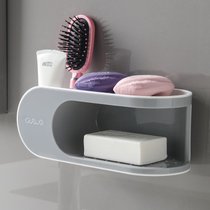 肥皂盒免打孔吸盘壁挂式创意双层沥水架家用卫生间浴室香皂置物架(简约灰【基础款】)