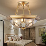 欧菲玛丽 吸顶灯欧式卧室温馨烂漫创意个性大气全铜LED灯具(暖光光源 半吊63*38CM)