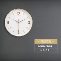 美式挂钟简约艺术家用时尚创意客厅餐厅现代大气静音挂墙立体钟表(14英寸（直径35.5厘米） 玫瑰金边框-白面-阿拉伯数字款)