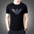 LIDEN AMANI 阿玛尼短袖T恤衫棉质中青年商务休闲时尚上衣体恤(黑色 175/XL)