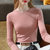 MISS LISA莫代尔t恤时尚圆领薄款长袖打底衫纯色弹力内搭上衣J1D2213(粉红色 M)