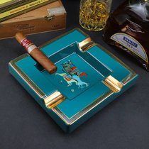 CIGARLOONG茄龙古巴雪茄烟灰缸陶瓷创意轻奢现代办公室专用烟缸(孔雀蓝2)