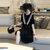 欧洲站赫本风黑色短袖连衣裙女气质高端显瘦荷叶边裙夏装新款(黑色 M)