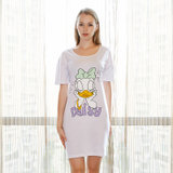 迪士尼 米奇系列 纯棉半身裙 卡通印花 女士睡衣 时尚舒适简约 圆领透气 D17SW041(白色 均码)