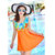 2020夏季新款泳装女60101 连体裙式泳装 保守遮肚 沙滩风花朵大码泳衣女L-3XL(桔色 L)