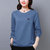 SUNTEK中年妈妈秋装洋气打底衫女大码女装新款韩版显瘦减龄长袖T恤上衣(2XL 140-160斤 蓝色)