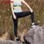 鸭鸭新款健身运动弹力紧身瑜伽吸湿松紧跑步九分裤JSK97411(绿色 165)