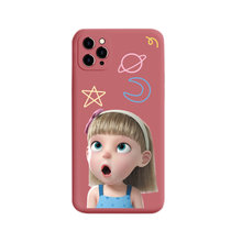 C爆火傲娇版小女孩彩绘液态仿硅胶手机壳适用iPhone 华为vivo/OPPO全系列卡通硅胶手机壳（下单备注型号）(傲娇女孩-山楂红 iphone  11PRO MAX  6.5（摄像头精孔）)