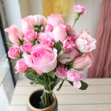 北京杭州居家鲜花 办公室鲜花 按月送花 玫瑰鲜花速递同城送包月鲜花(粉红色)