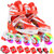 铠甲勇士捕将溜冰鞋KJ-336 四轮闪光轮滑鞋 可调尺码旱冰鞋溜冰鞋 赠护具(红L)