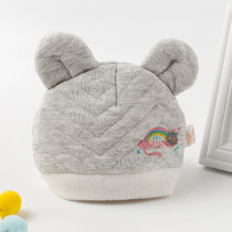班杰威尔 新生婴儿帽子秋冬季0-3-6个月男女宝宝满月加棉厚保暖初生儿胎帽(加厚调皮猫灰 44CM（3-6个月）)