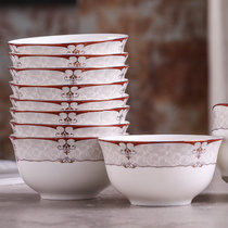 浩雅陶瓷碗具套装10只装景德镇骨瓷欧式米饭碗汤碗 巴洛克(默认)