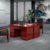 淮杭 办公桌1.4米办公桌油漆贴木皮办公桌 HH-BG1402(红胡桃色 板材)