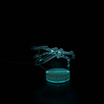 跨境外星飞船堡垒之夜手游系列3D小夜灯 LED创意七彩灯触摸遥控3D台灯(紫 默认)