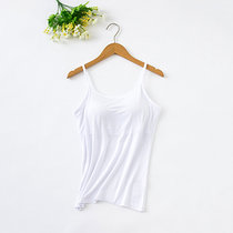 女罩杯一体带胸垫内衣无钢圈运动瑜伽打底衫吊带背心免穿文胸上衣(L 白色)