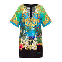 VERSACE JEANS女士蓝色印花棉质连衣裙 D2HVA437-S0667-115XS印花 时尚百搭