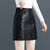 2021新款显瘦包臀真皮皮裙女生皮半身裙高腰显瘦不过膝A字皮裙(黑色 XL)第2张高清大图
