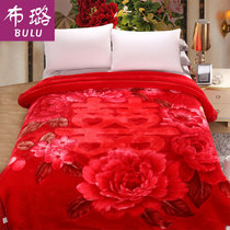布璐 冬季加厚双层拉舍尔毛毯 11斤加大双人盖毯 婚庆毯子2.2X2.4米(1158大红)