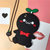 oppo r9手机壳 R9tm保护套 r9m硅胶防摔女款卡通创意全包边猫(黑团子+同款绳)