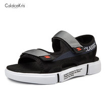 CaldiceKris （中国CK）时尚休闲露趾透气沙滩魔术贴沙滩鞋CK-X3331(白底灰色 42)