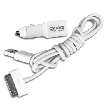 车德克DK-4300双USB全功率iPhone/iPad车载充电器（白色）