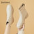 达芙妮切尔西短靴女靴子2021新款春秋单靴秋季薄款中筒白色瘦瘦靴(米色 37)