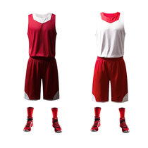 并力运动套装夏季新款双面篮球服运动训练比赛两面穿球服空版球衣组队DIY个性定制(双面红色 5XL185-190)