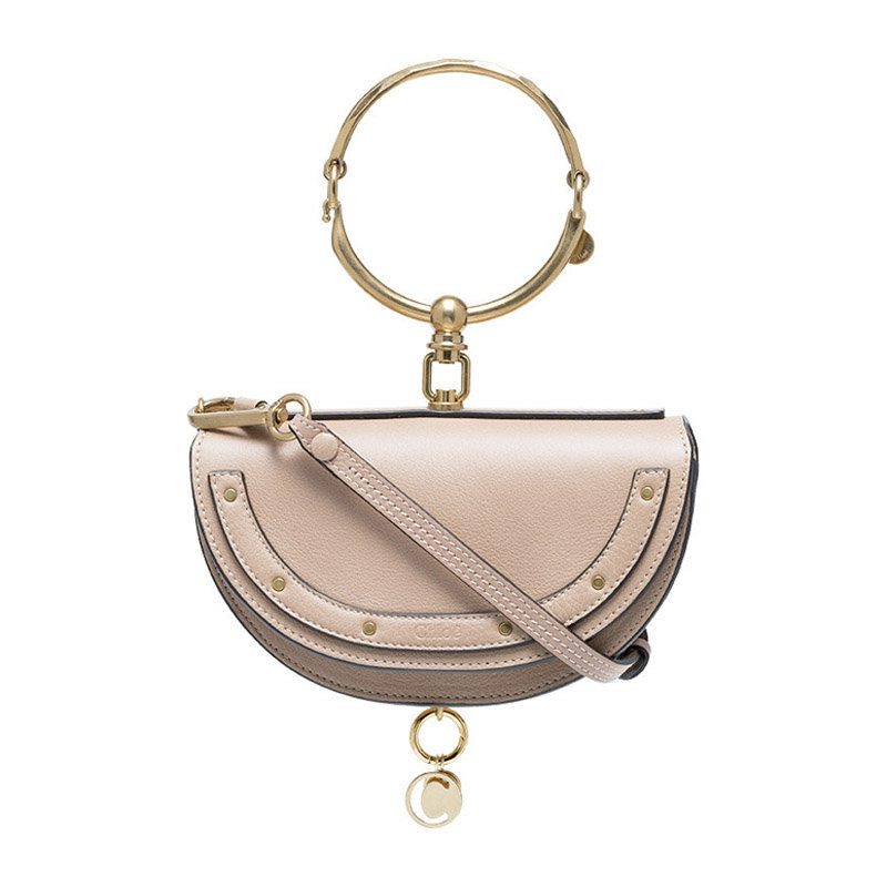 奢侈品手提包chloe蔻依光滑迷你半月形小牛皮手拿包米色时尚百搭返回