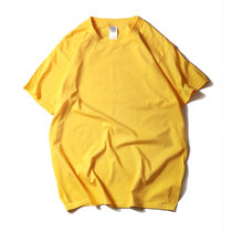 主推款 棉日系t恤圆筒宽松不透短袖重磅纯色打底空白衫tshir定制(黄色 S)