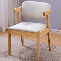 一米色彩 实木椅子 餐椅 电脑椅 北欧日式瑞斯椅 白色靠背软包现代简约(原木色 可拆洗坐垫)