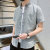 2021新款学生短袖衬衫男士格子潮流休闲夏季上衣服装男士短袖衬衫(1811DX灰色 M)