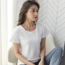 莫代尔圆领短袖t恤女夏修身打底衫(6686白 XL)