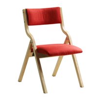 实木折叠椅子靠背椅布艺餐椅电脑椅会议椅麻将椅书桌椅阳台家用椅(红色亚麻)