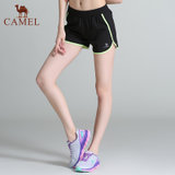 Camel/骆驼运动女款梭织短裤跑步健身瑜伽运动裤女休闲速干 C7S1X3605(黑色 S)