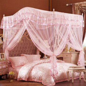 巢居良品 超高225cm轿式三开门蚊帐 加粗22mm不锈钢落地支架k921(玉色