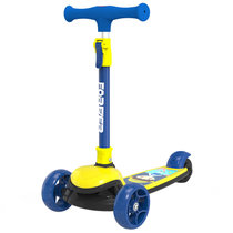 永 久 （FOREVER）儿童滑板车2-12岁小孩玩具车滑滑车男女宝宝扭扭脚踏车滑步车免安装溜溜车闪光轮折叠款(黄蓝色)