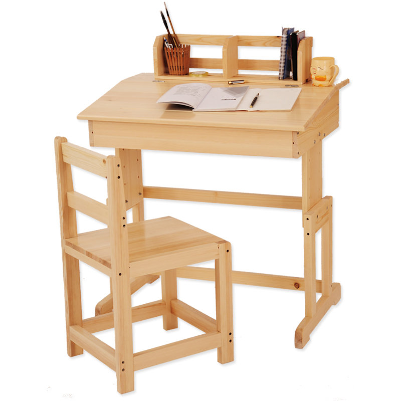 思巧书桌 升降儿童学习桌书桌实木学生写字桌椅套装实木学习桌z101(一