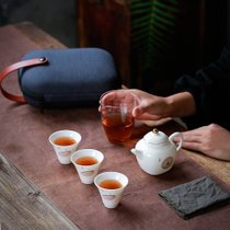苏氏陶瓷【国美好货】羊脂玉旅行茶具（茶壶+杯子*3+茶海）GLX0003白 旅行，便携，易用