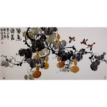 张金生  国画 花鸟画 水墨写意  瀚公 古风堂主人 葫芦 鸟 横幅