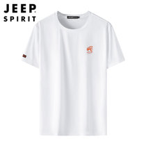 JEEP SPIRIT吉普夏装新款短袖T恤圆领打底衫潮流t恤男士纯色潮牌体恤半袖上衣(2101-798白色 XL)