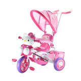 HelloKitty儿童卡通三轮车凯蒂猫手推车脚踏车伞车(粉色 凯蒂猫经典版发泡轮)