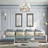 双虎家私 沙发 布艺沙发 客厅沙发组合客厅家具套装 可拆洗079(079A蓝色调 左妃)